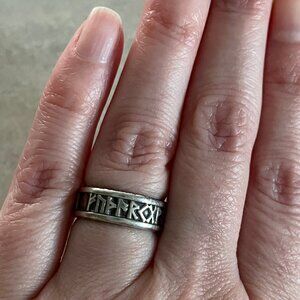 Norse viking rune ring stainless steel size 5.5 Odin renfest renfaire fantasy